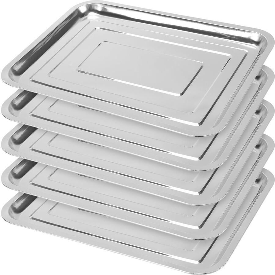 Solidchoice Set van 5 RVS Serveerplaten 40x30x2cm voor Catering
