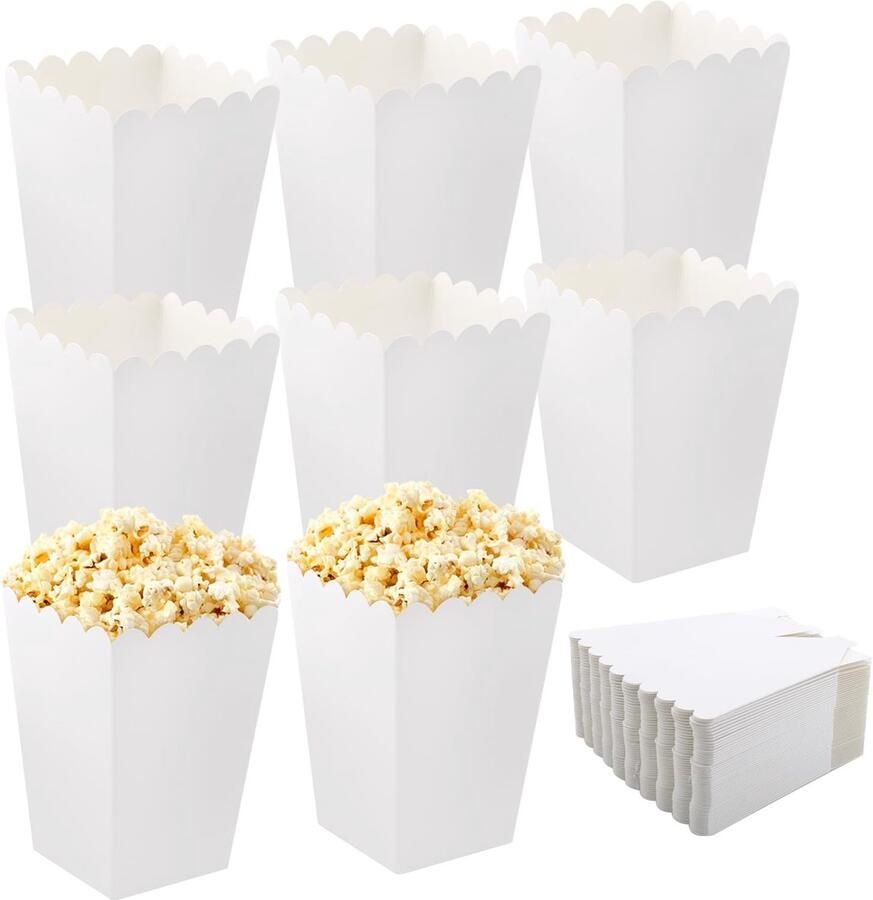 Solidchoice Set van 50 Witte Popcorn Dozen voor Snacks en Candy