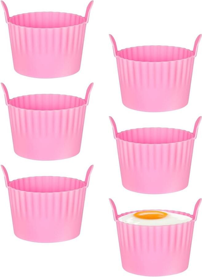 Solidchoice Set van 6 Herbruikbare Silicone Eimallen voor Air Fryer Roze