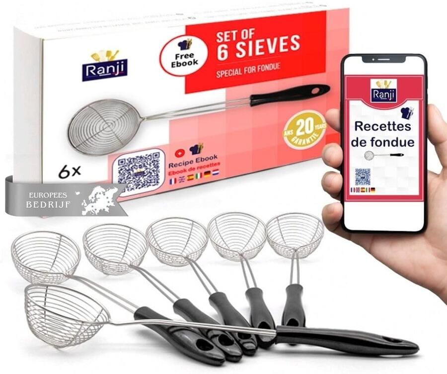 Solidchoice Set van 6 RVS Fondue Strainers voor Feestjes