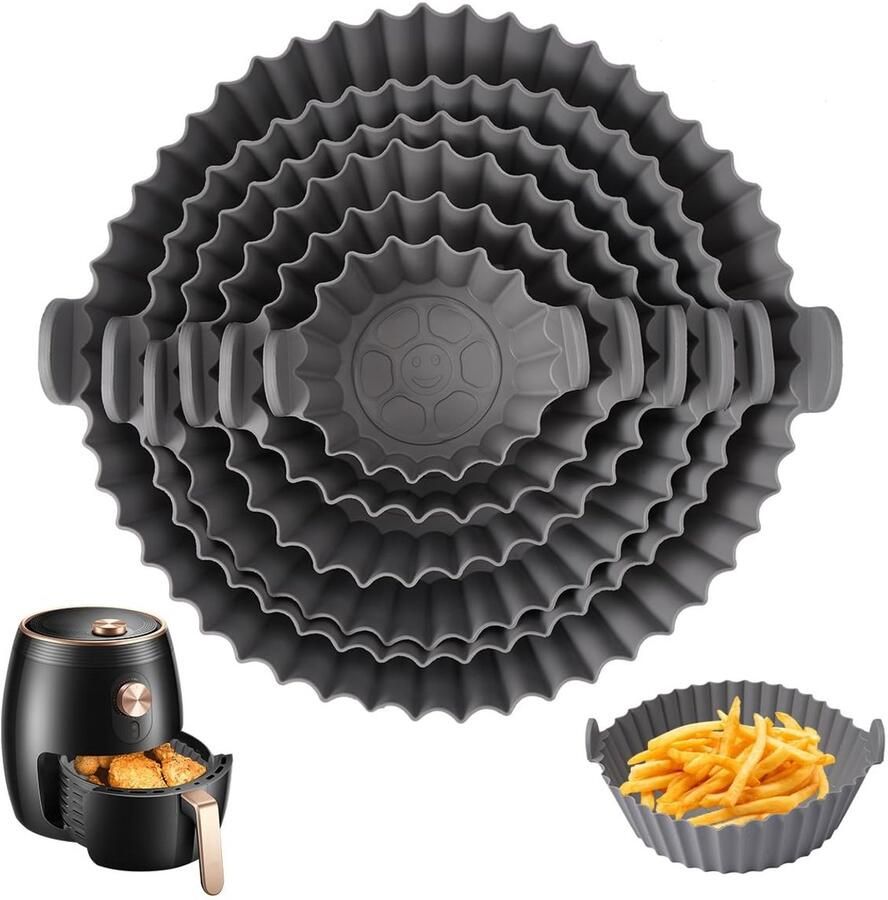 Solidchoice Set van 6 Siliconen Potten voor Airfryer met Maten