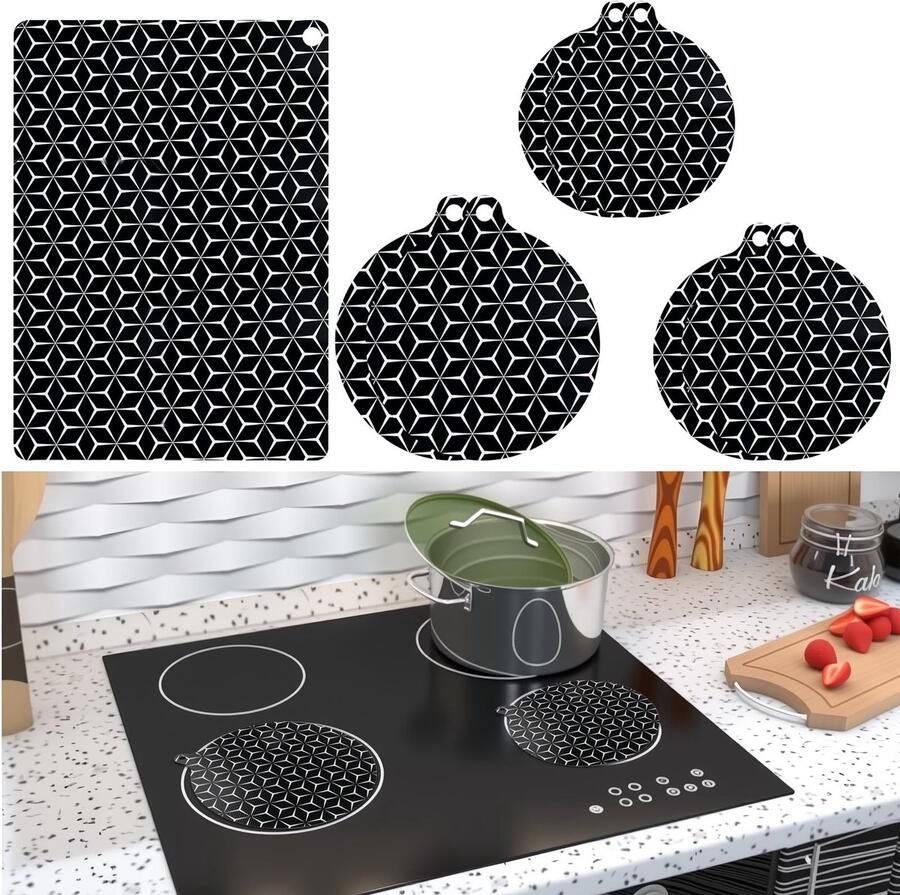 Solidchoice Set van 7 Inductiekookplaat Beschermmatten Hittebestendig