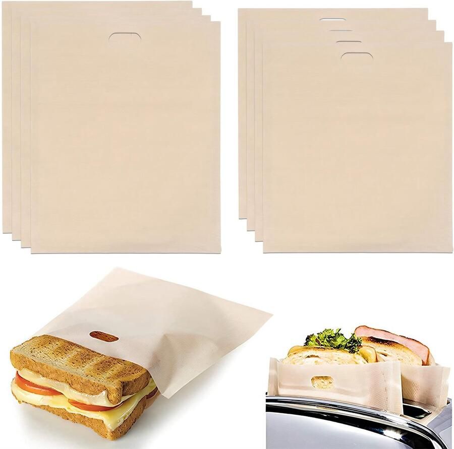 Solidchoice Set van 8 Herbruikbare Toaster Tassen voor Sandwiches