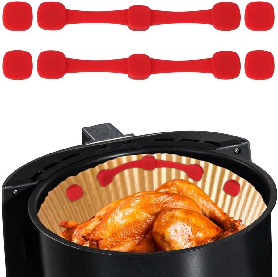 Solidchoice- Silicone Buckles Set 2 Sets Magneten voor Airfryer Silicone Magnetische Beugels Keukenaccessoires Rood BPA-vrij Materiaal Air Fryer Accessoires