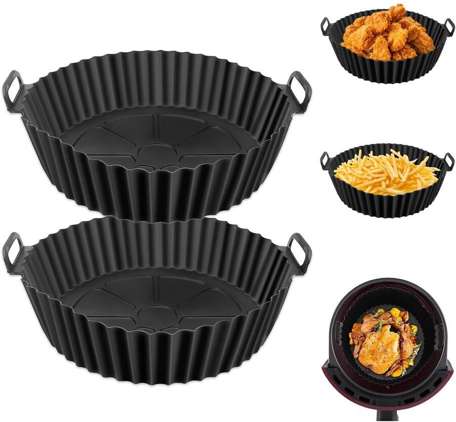 Solidchoice- Siliconen Vorm 2 Stuks Airfryer Accessoires Milieuvriendelijk Silicagel Hoge Temperatuurbestendigheid Flexibel en Vervormt Niet Airfryer Bakvorm