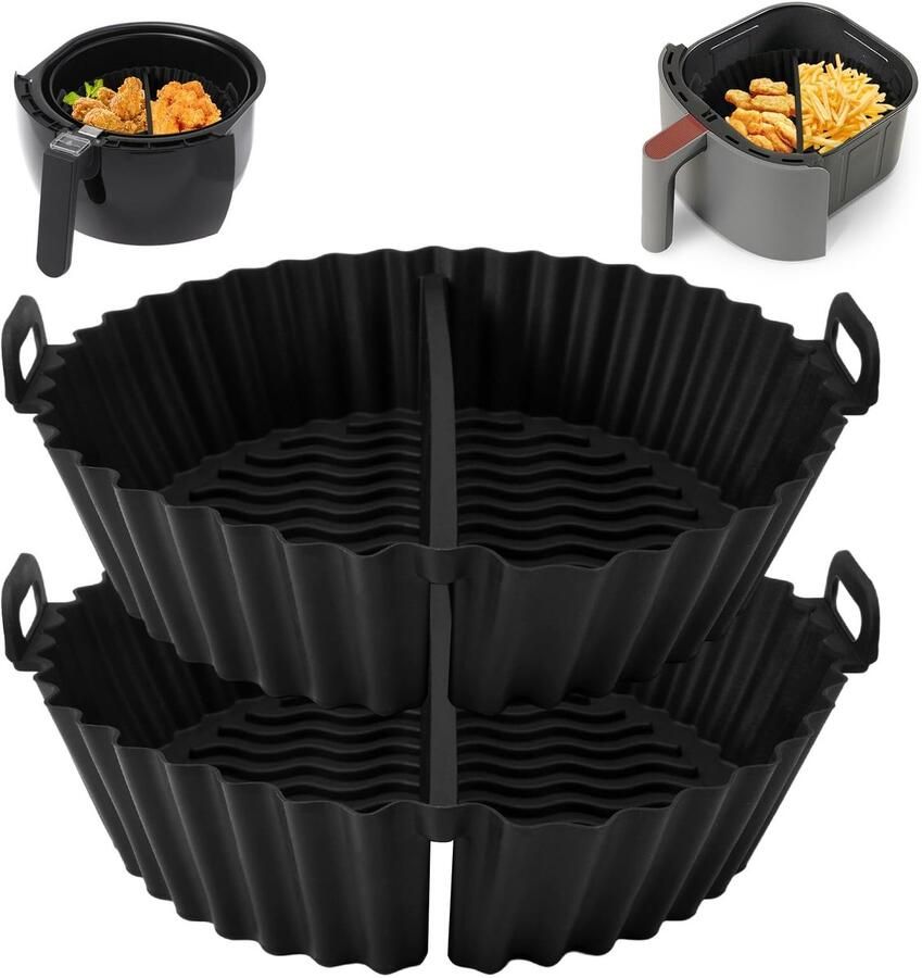 Solidchoice- Siliconen Vorm 2 Stuks Hittebestendig Ronde Bakvorm Voor Airfryer Herbruikbaar Voedselveilig