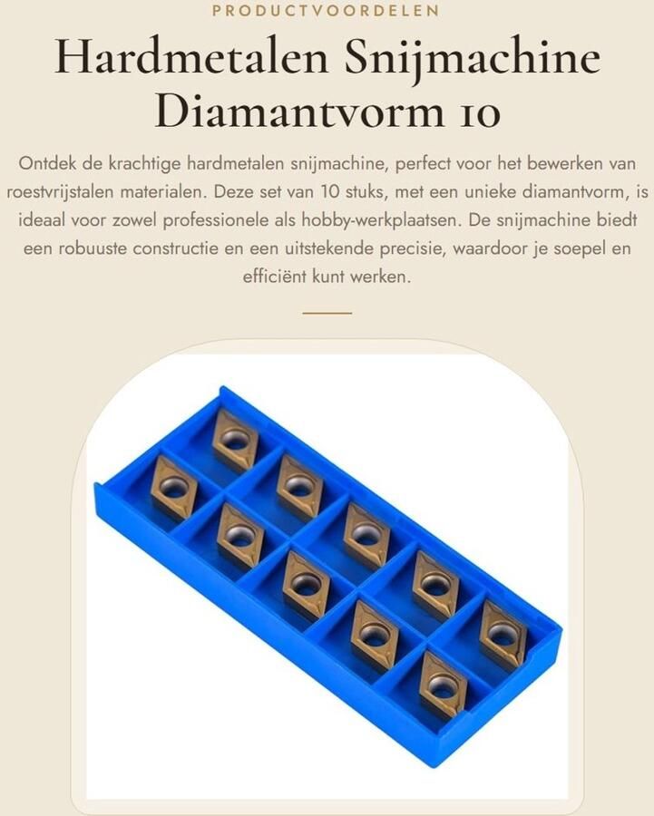 Dailygoods- Snijmachine Hardmetaal 10 Stuks Diamantvorm 55 Graden Lemmetdikte 3 97 mm Roestvrij Staal Duurzaam Gebruik Uitstekende Afwerking Snijgereedschap