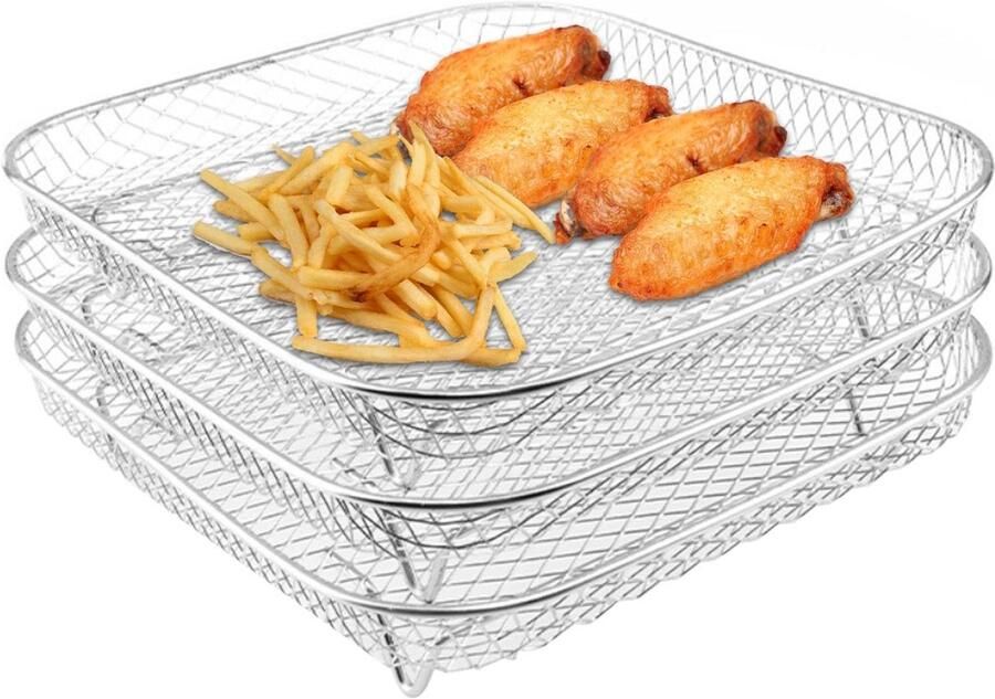 Solidchoice Stapelbare Air Fryer Rack van RVS voor Meerdere Gerechten