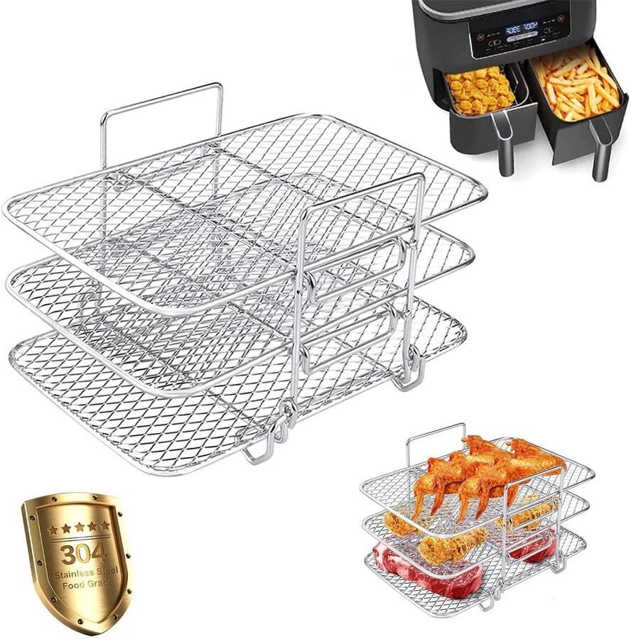Solidchoice Stapelbare RVS Airfryer Rack voor Meerdere Laag Bakken