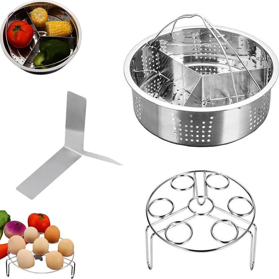 Solidchoice Stoompanrek Set 3 Stuks Roestvrij Staal Accessoires voor Snelkookpannen