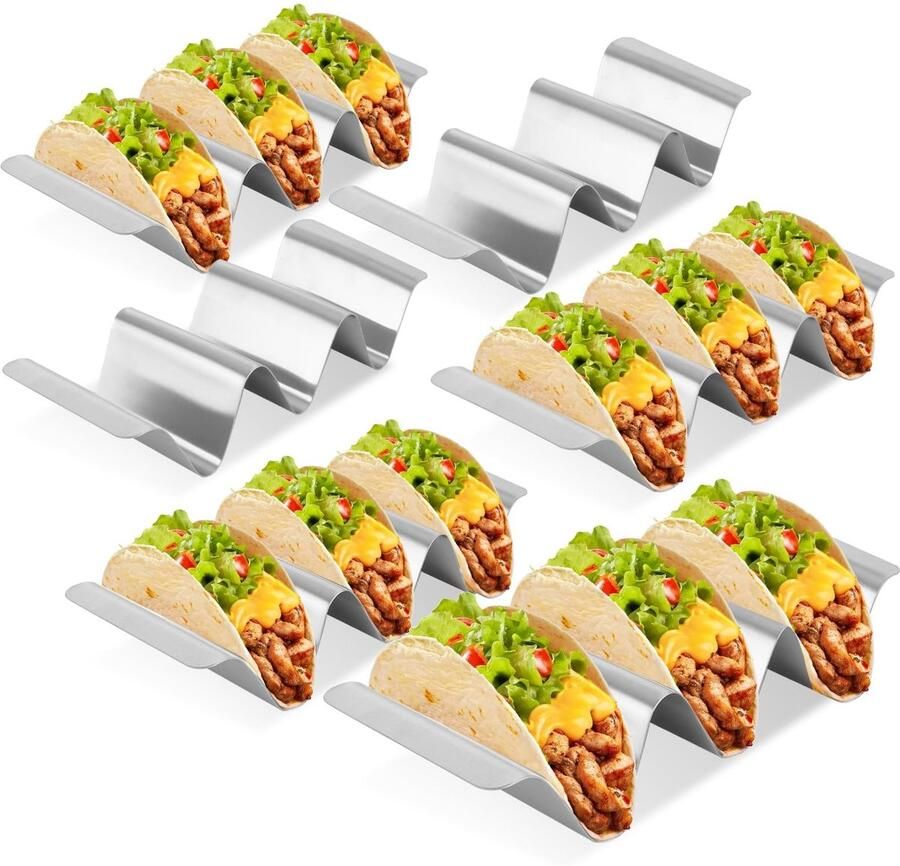 Solidchoice Tacohouders van Roestvrij Staal 6 Stuks U-vormig voor Taco's en Hot Dogs