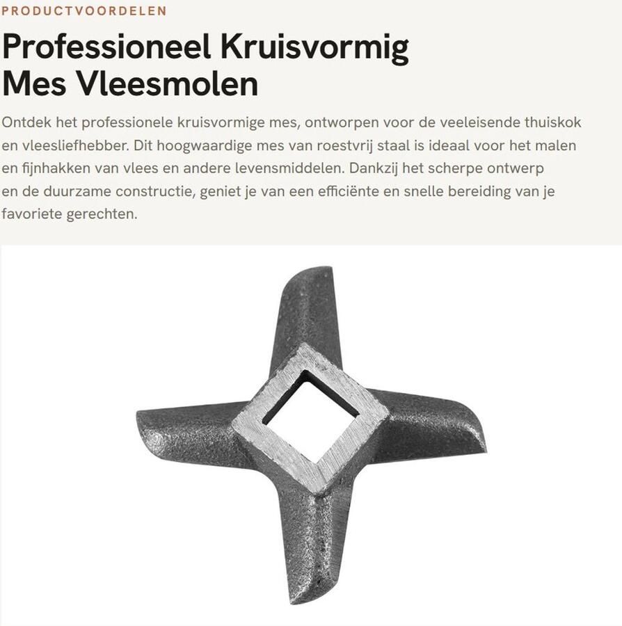 Dailygoods- Vleesmolen Mes Professioneel Vervangend Mes Roestvrij Staal Kruisvormig Ontwerp 5 Soorten Messen Duurzaam en Makkelijk te Reinigen Vleesmes