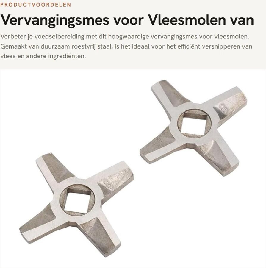 Solidchoice- Vleesmolenmes 8# Hoogwaardig roestvrij staal Duurzaam Vervanging voor levensmiddelenhakmolen Ideaal voor thuiskoken Perfect voor hobby- en professionele koks Vleesmes