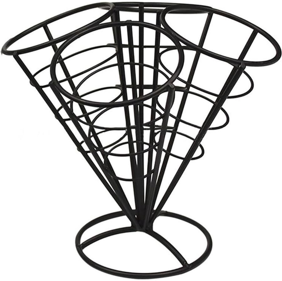 Solidchoice- Voedselkegel Roestvrij Staal Vierkoppig Design Display voor Snacks Geschikt voor Catering Praktisch en Duurzaam Snackhouder