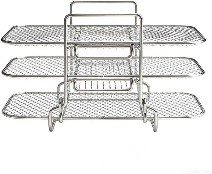 Solidchoice Vouwbare RVS Airfryer Rack met Drie Lagen voor Multifuntioneel Koken