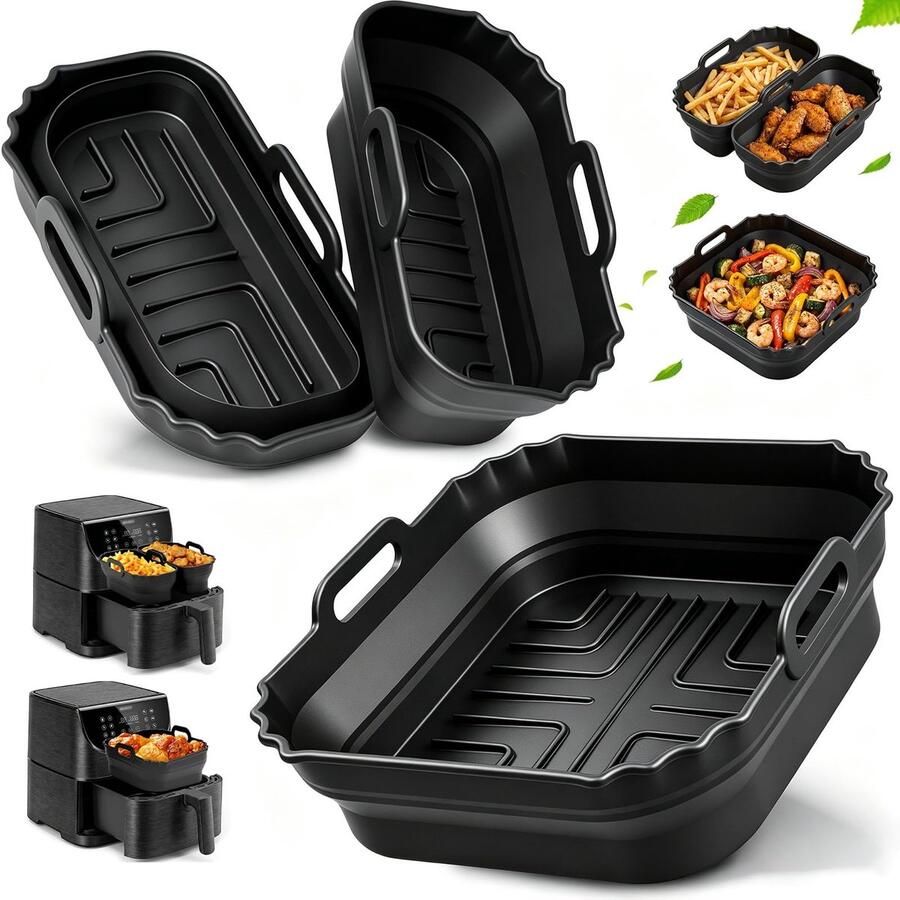 Solidchoice Vouwbare Siliconen Bakvormen voor Air Fryer Set van 3