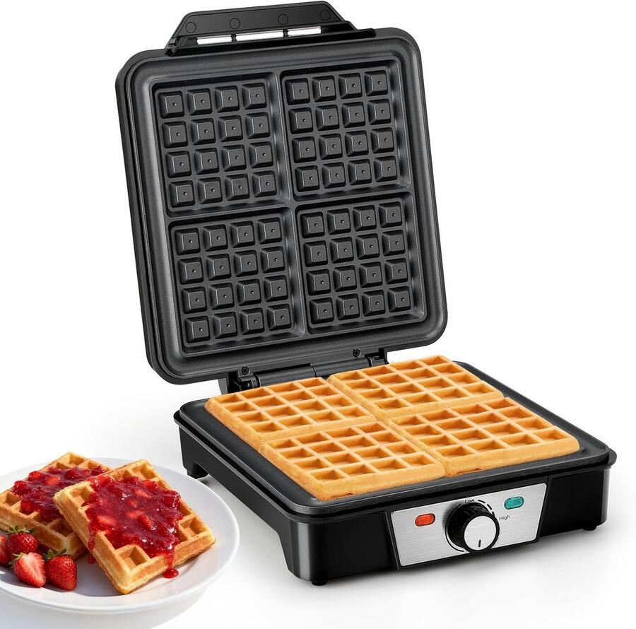 Solidchoice Wafelijzer met Non-Stick Coating voor 4 Belgische Wafels