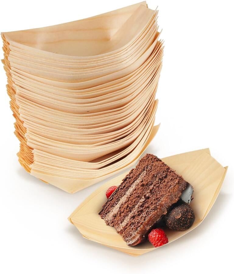 Solidchoice Wegwerp Houten Bootborden voor Catering 100 Stuks