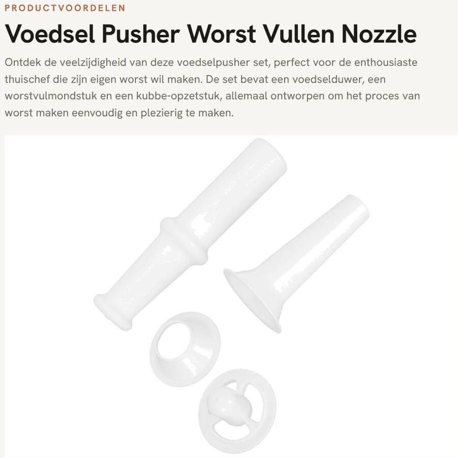 Solidchoice- Worst Vul Nozzle Voedselduwer Kubbe Opzetstuk Vleesmolen Accessoire ABS Kunststof Eenvoudig te Reinigen Worstmaker