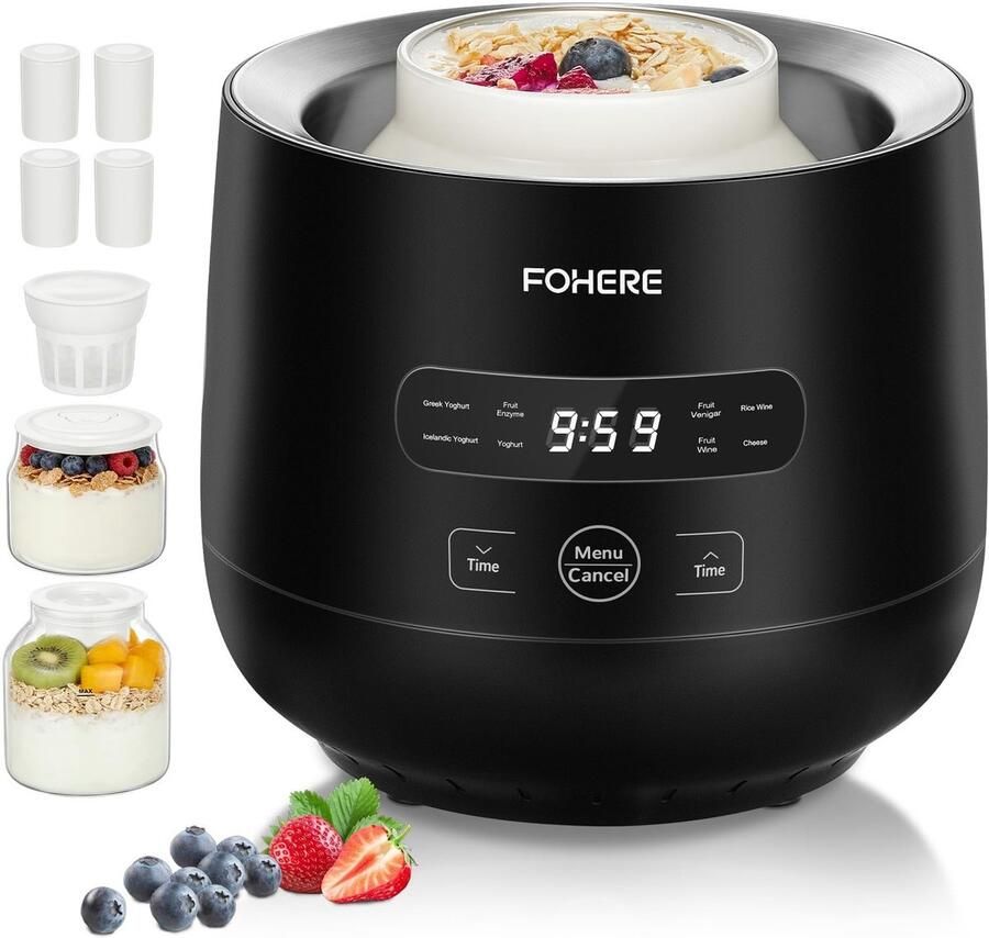 Solidchoice Yoghurt Maker met 2 Glazen Potten en 4 Serviesbekers
