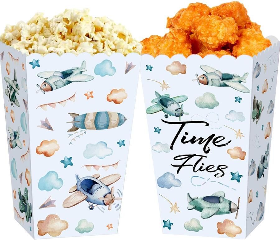 SolidKeus 12 Stuks Vliegtuig Feestdecoraties en Popcorn Dozen