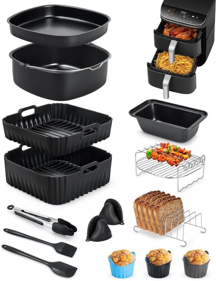 SolidKeus 15-delige Accessoireset voor Airfryer met Silicone Mallen