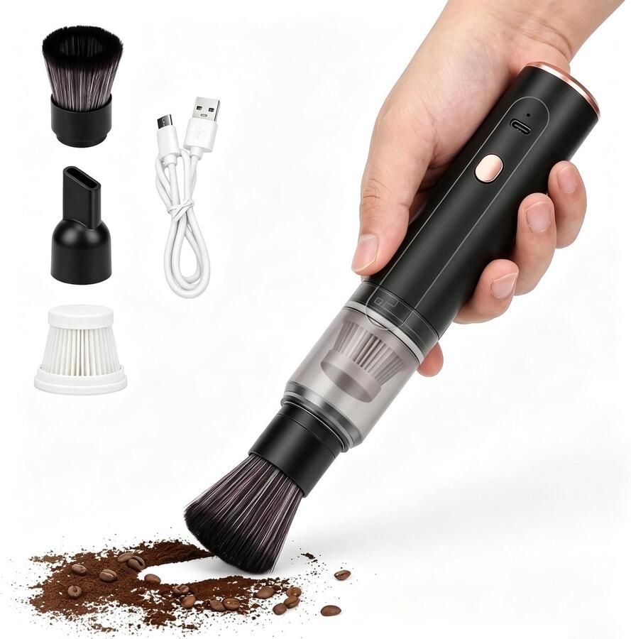 SolidKeus Draadloze Mini Koffiemolen Stofzuiger met Sterke Zuigkracht