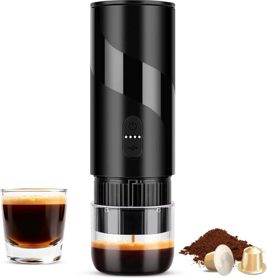 SolidKeus Draagbare Koffiemachine met 100ml Watertank en 20 Bar Druk