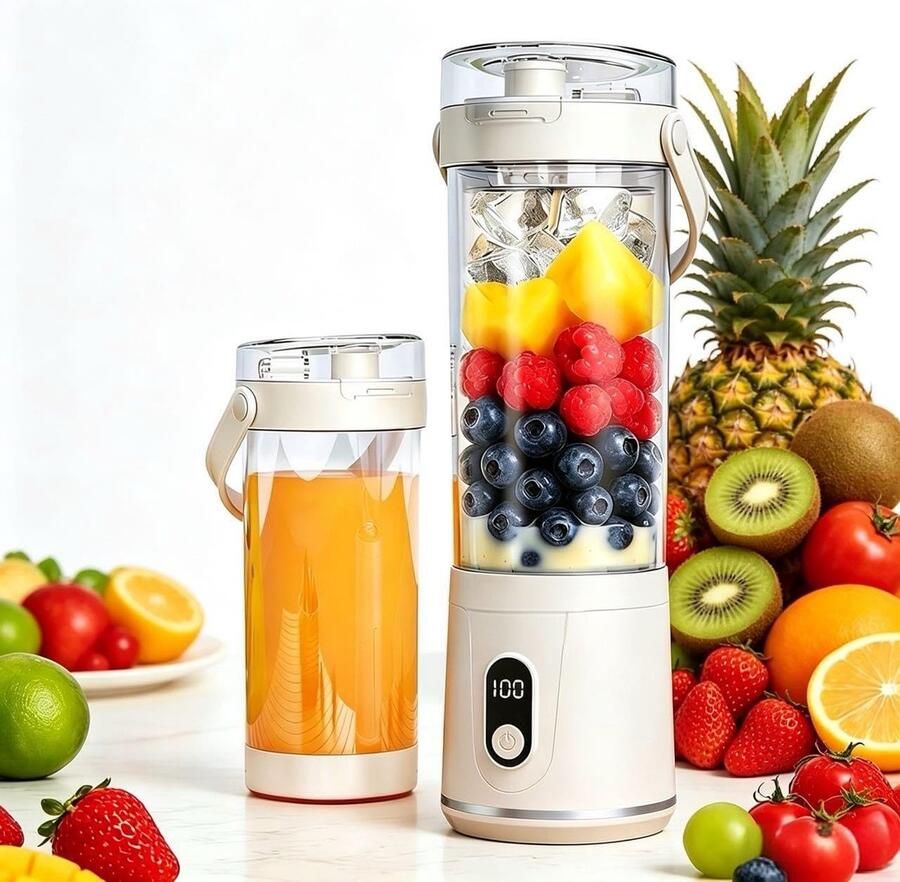 SolidKeus Draagbare Mixer met Drinkdeksel 600 ml
