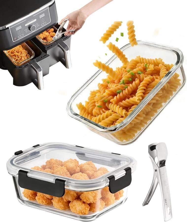 SolidKeus Glass Oven Dish voor Air Fryer Set van 2 Vaatwasmachinebestendig