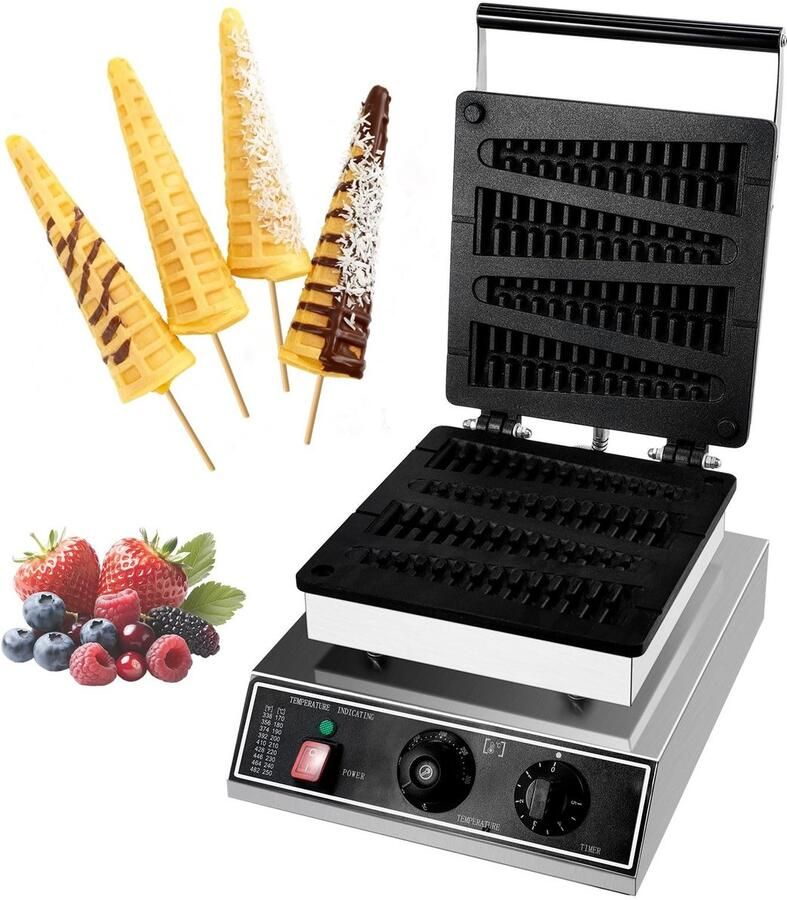 SolidKeus Professionele Wafelmaker voor Lollies 1750W Dubbele Verwarming