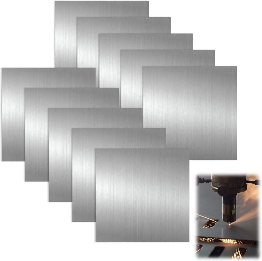 SolidKeus Set van 10 Roestvrijstalen Platen 15 cm x 15 cm