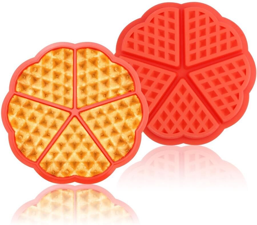SolidKeus Set van 2 Hartvormige Siliconen Wafel Makers