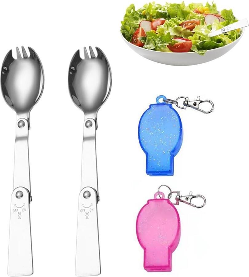 SolidKeus Set van 2 Opvouwbare Saladeschalen van RVS