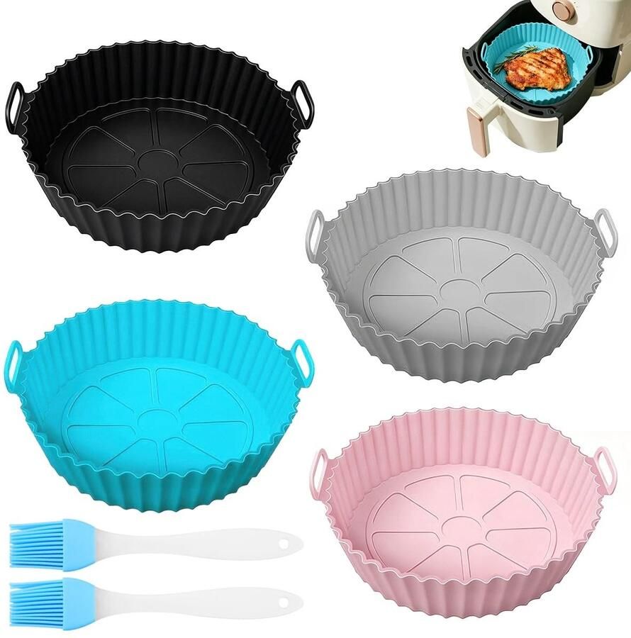 SolidKeus Set van 4 Siliconen Bakvormen voor Airfryer