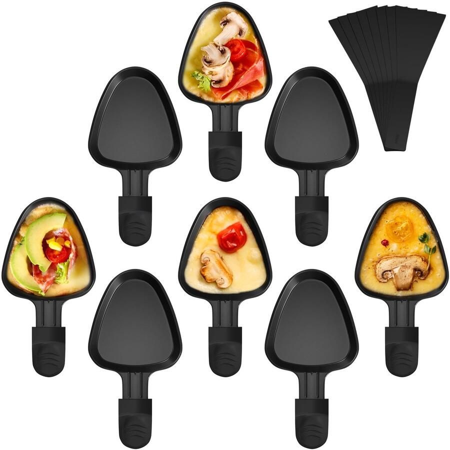 SolidKeus Set van 8 Mini Raclette Pannen met Spatula