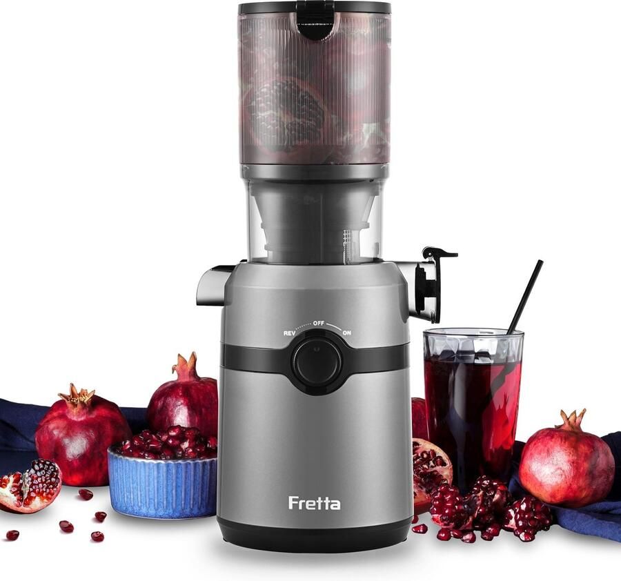 SolidKeus Slow-Masticating Juicer met 1L Capaciteit en 108 mm Opening voor Volle Groenten en Fruit