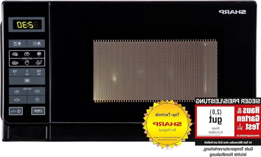 Solo-magnetron 20 l 800 W 5 vermogensniveaus 8 automatische programma's ontdooien met gewicht en tijd kinderslot energiebesparende modus glazen draaitafel (255 cm) Zwart Beste kwaliteit