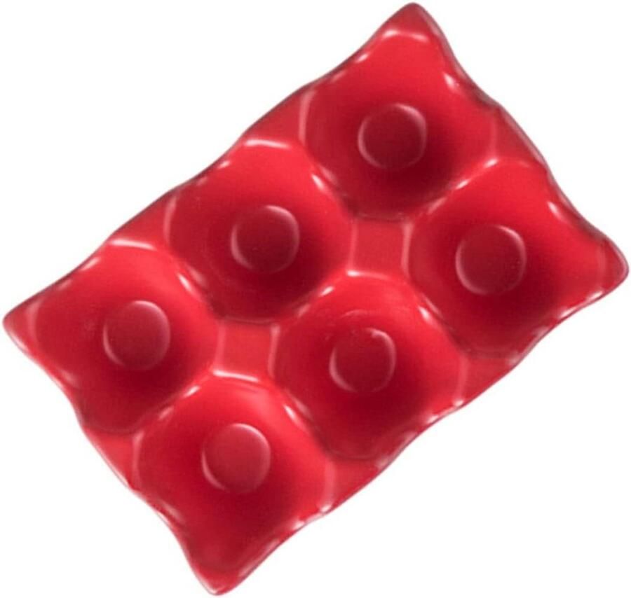 SOLUSTRE 6roosters Vaks Keramische Eierschaal Met Antislip Onderkant Schokbestendige Eihouder Voor Koelkast Modern Design Rood Voor Organisatie Veiligheid Van Eieren