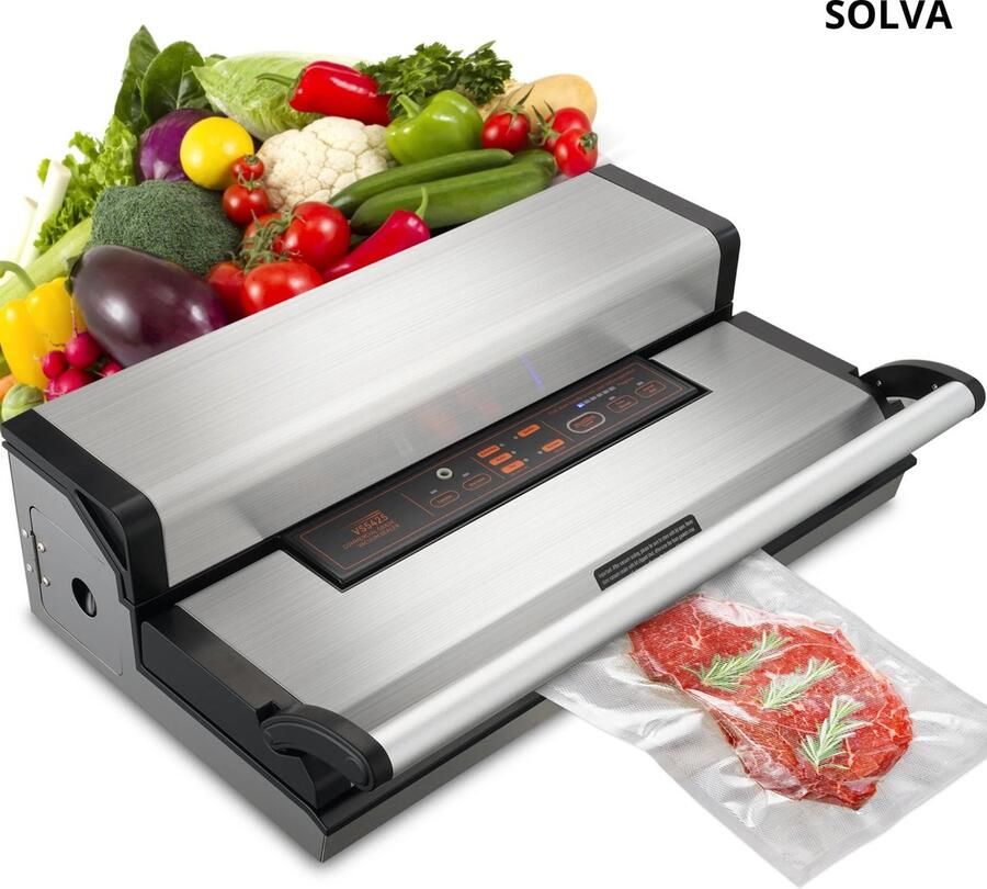SOLVA Vacuum Sealer Vacuummachine Vacuum Sealer Apparaat Seallengte 30 cm Inclusief Vacuumzakken 40 6×20×15 6 cm Zilver