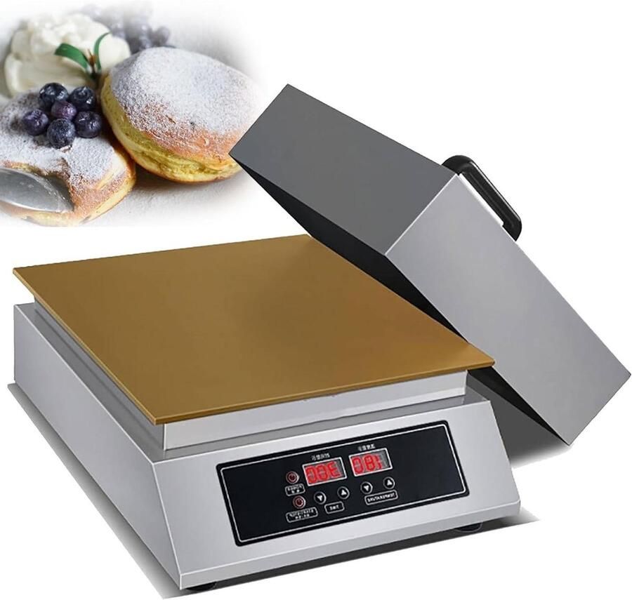 Soufflé Maker Pannenkoeken Apparaat Desserts Maken Dubbele Plaat 70x45x15 cm Zilver