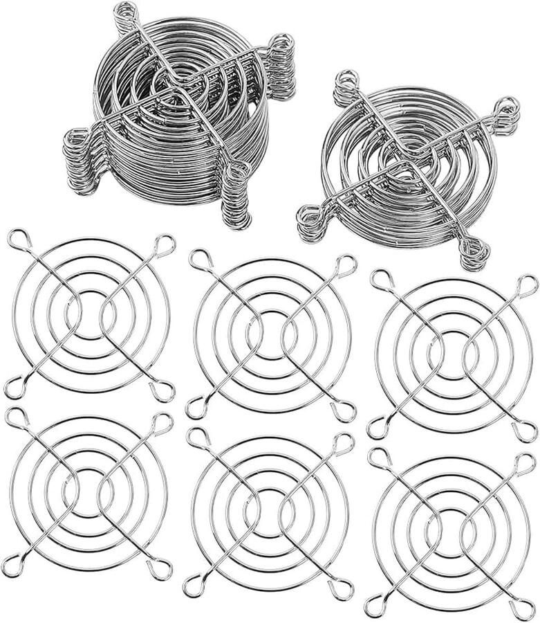 Sourcing map 20 stuks ventilatieroosters 58 mm metalen grill vingerbescherming ventilatorbescherming pc-ventilatorrooster voor 60 mm behuizingsventilator zilver