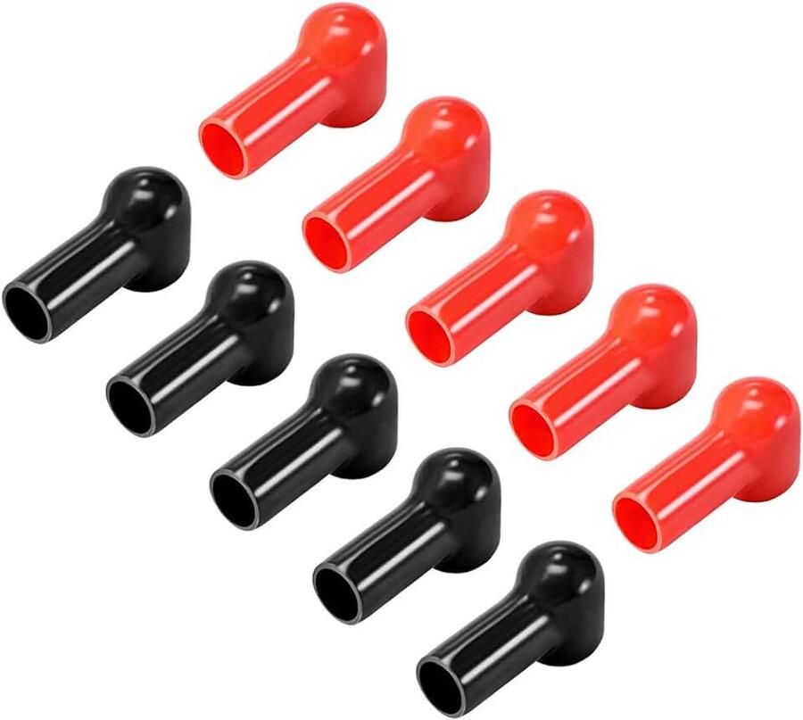 Sourcing map Isolerende rubberen beschermhoezen voor accuklemmen 1 paar rood en zwart 12 mm x 16 mm 5 paar