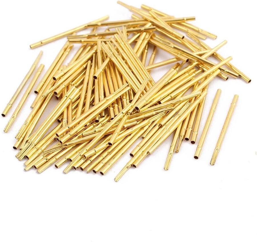Sourcingmap 100pcs R50-2S 0.86mm Dia 17 5 mm Lengte Metalen Probe Naaldbeschermer Goud verguld