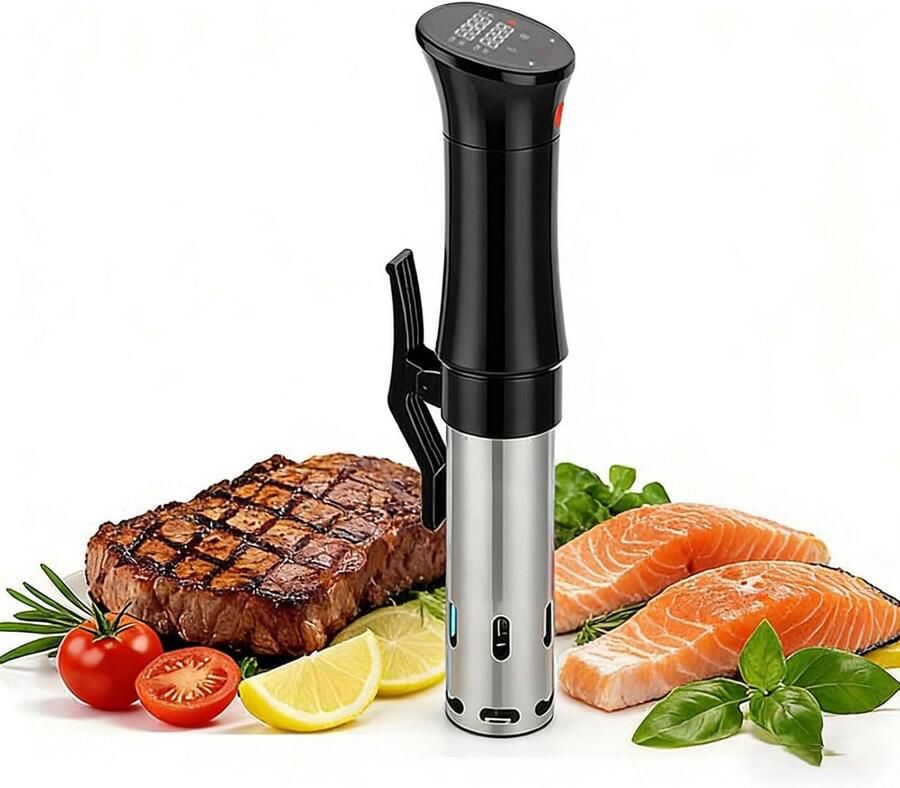 Sous Vide 1100W Sous Vide-apparaat met temperatuurregeling van 25 tot 95 °C en tijdregeling van 1 minuut tot 100 uur 4 veiligheidsfuncties LED-display met 3-kleurige indicatielampjes