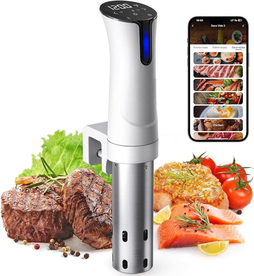 Sous-vide apparaat Wateroven kooktoestel Precisie koken App bediening 12L capaciteit Wit