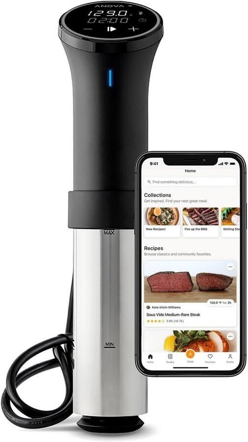 Sous-vide apparaat met Wifi en Bluetooth 1100 Watt Stijlvol Zwart Zilver