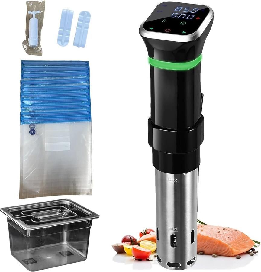 Sous Vide Apparaat Precisie Koker Gelijkmatig Koken 1100W Kracht 11L Tank Zwart