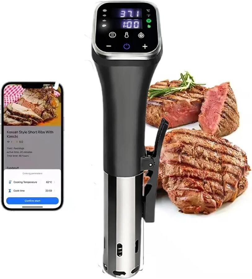 Sous-vide apparaat Precisie koker Professioneel koken 1100W snel opwarmend 87x60x390mm Zilver