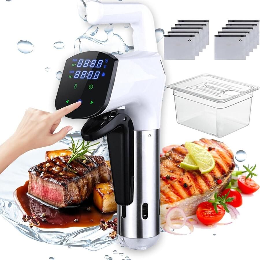 Sous Vide Apparaat Precisiekoker Circulator Perfect Koken 1800W Snel Verwarmen Tot 20L Water Wit